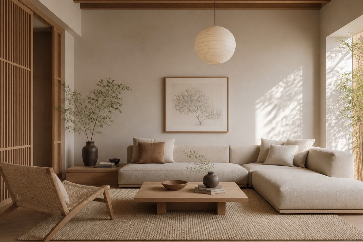 Japandi living room idea